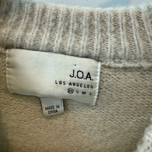 Anthropologie J.O.A. Oversized Tie Sleeve Fisherman Chunky Sweater Knit Cream XS - Picture 4 of 9